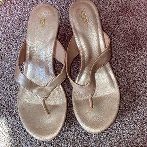 Ugg Natassia sandal wedge gold shoe size 10 NEW